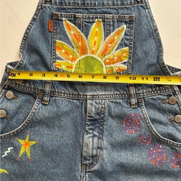 Festival Overalls Boho‎ Painted Denim Girls or Women’s XXS - Picture 8 of 16